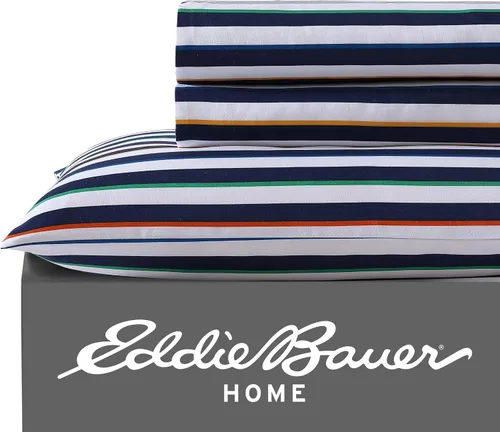 Vista 23 de Eddie Bauer Kids - Juego de sábanas Queen con sábana bajera elástica y fundas de almohada Soft Fabric, Fully Elastic Fitted Sheet, Deep Pocket