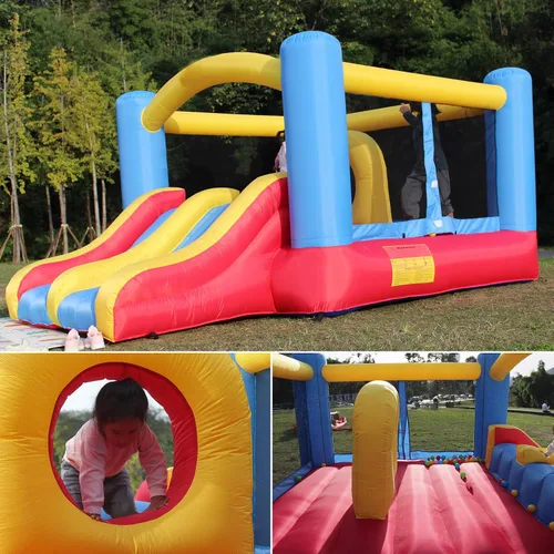 Vista 2 de Whubefy Casa de Rebote Inflable para Niños 3-6 Niños Grandes 8-12 con Tobogán Doble y Pista de Obstáculos, 3.66 x 2.74 m Casa Inflable