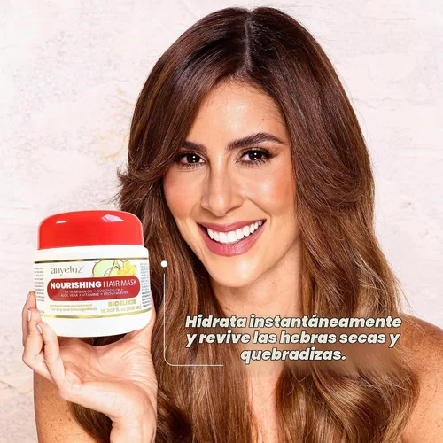 Vista 2 de ANYELUZ - Mascarilla nutritiva para el cabello que combate la sequedad y proporciona brillo, infundida con provitamina B5 y mezcla orgánica que