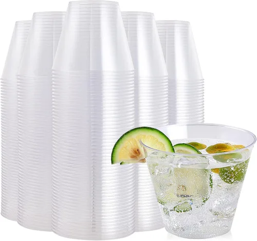 Vista 10 de FOCUSLINE Vasos de plástico transparente de 10 onzas, vasos desechables de plástico duro, reutilizables, 100