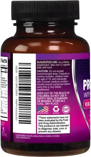 Vista 8 de Probióticos, 60 mil millones de UFC por porción, probióticos con prebióticos para apoyo a la salud digestiva e inmunológica para mujeres y hombres