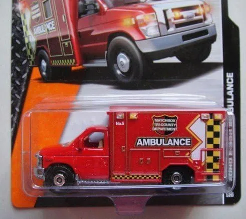 Vista 2 de Matchbox Ambulancia Ford E-350 Roja de Rescate Heroico 75/120