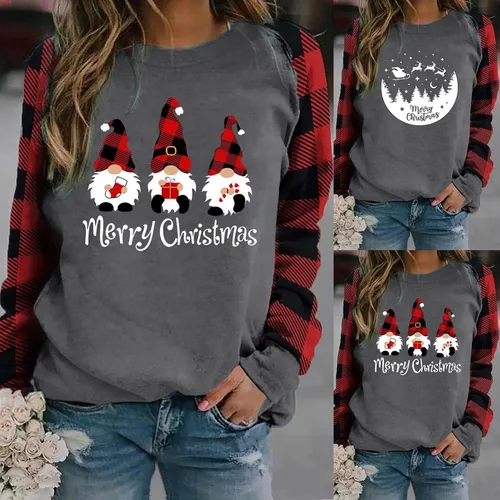 Vista 2 de Suéter feo de Navidad para mujer, de manga larga, casual, con gráficos, suéter feo de Navidad, suéter de gran