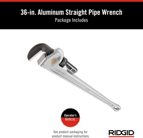 Vista 7 de RIDGID 31110 Modelo 836 Llave de tubería de plomería recta de aluminio de 36 pulgadas, plata, fabricada en los Estados Unidos