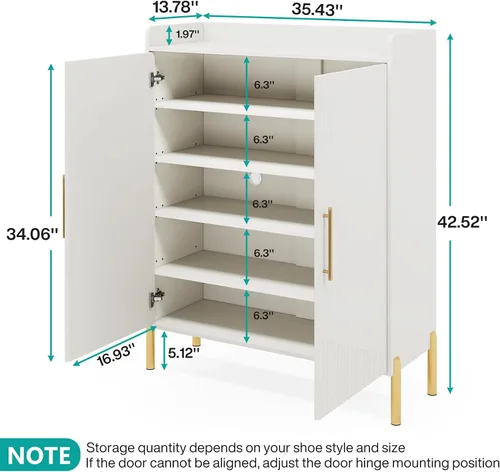 Vista 2 de Tribesigns - Zapatero Grande con Puertas de 6 Niveles, Gabinete de Almacenamiento de Zapatos para Entrada con Estantes, Organizador para 30 Pares