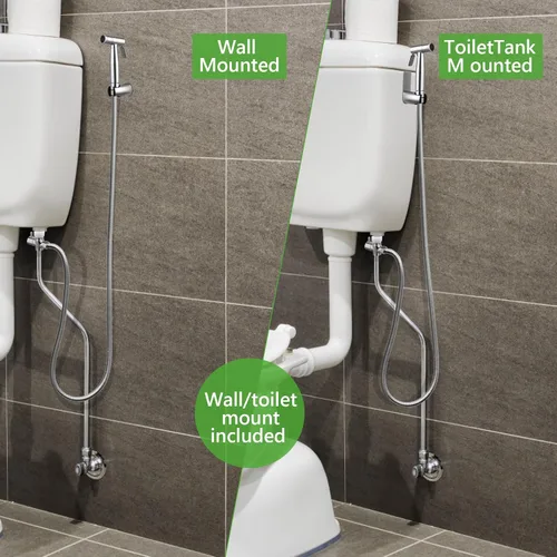 Vista 4 de Aerosol multifuncional para bidé de mano, ducha de pañales de baño, manguera y accesorios, rociador de inodoro de mano con doble función