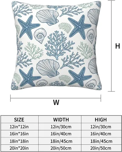 Vista 7 de Fundas de almohada de playa costera 18x18, juego de 2, fundas de almohada decorativas con diseño de estrella de mar y caballito de mar