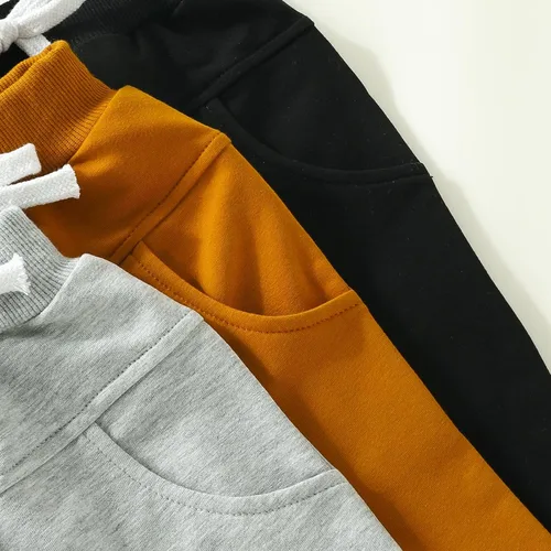 Vista 5 de XIAXAIXU Baby Boys 3 Pack Solid Terry Active Harem Joggers PantsToddler Casual Athletic Drawstring Bottoms Sweatpants