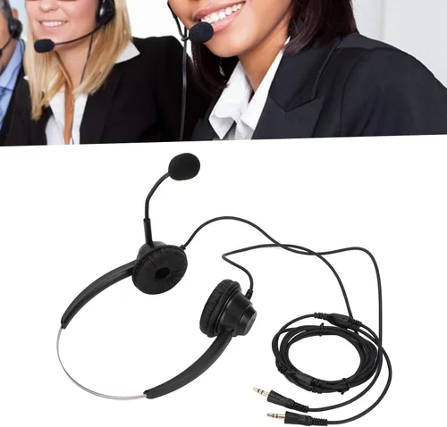 Vista 3 de Auriculares estéreo con cable de 0.138 in para centro de llamadas, auriculares de centro de llamadas con micrófono de cancelación de ruido