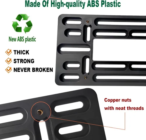 Vista 2 de Aootf Kit de Montaje de Placa de Matrícula Delantera - Soporte de Placa de Matrícula y Portaplaca de Automóvil de Aluminio Negro que se Ajusta sin