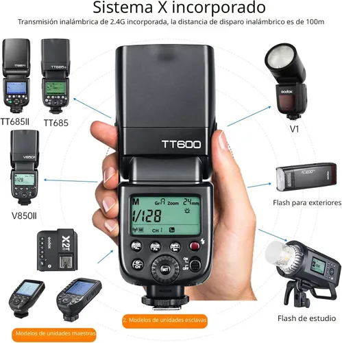 Vista 3 de Godox TT600 2.4G Flash inalámbrico Speedlite Master/Slave Flash con sistema de disparo incorporado compatible con Canon Nikon Pentax Olympus