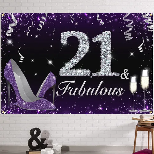 Vista 29 de HAMIGAR Fabuloso telón de fondo de cumpleaños tacones altos morados