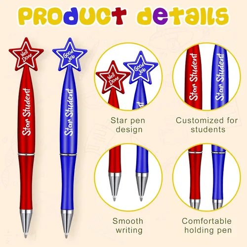Vista 3 de Tenceur Bolígrafos de estrella con cita motivacional a granel, regalos de agradecimiento para profesores, regalo de graduación para profesores