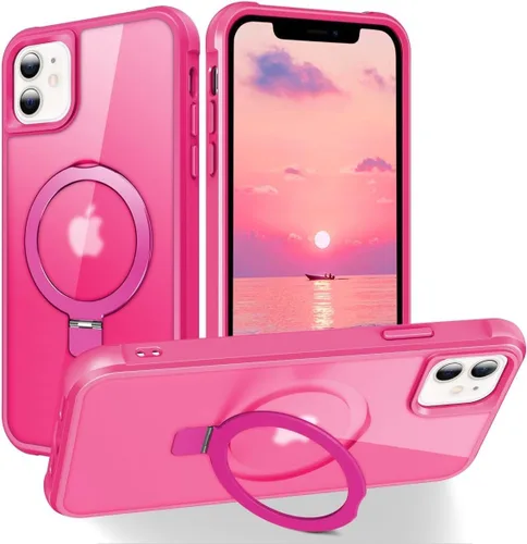 Vista 59 de CHAOFEnG Funda magnética compatible con iPhone 11 con soporte, prueba de caídas de grado militar, compatible con imán, anillo translúcido, parte
