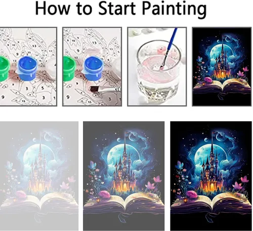Vista 7 de PSCH Kit de pintura por números para adultos, kits de pintura por números, pintura al óleo acrílica por números para regalo, decoración de pared