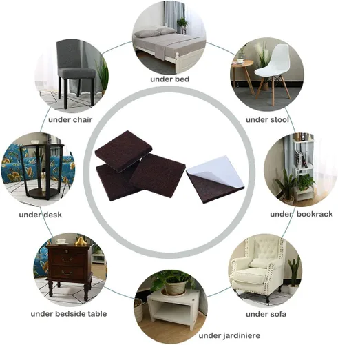 Vista 5 de uxcell 12 almohadillas para muebles cuadradas de 1 1/2 pulgadas, autoadhesivas, antideslizantes, antiarañazos, almohadillas de fieltro, protector