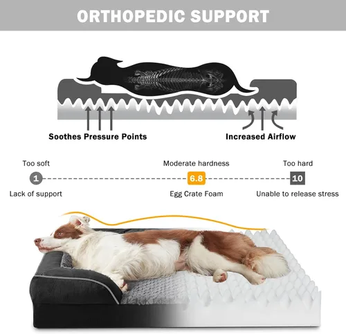 Vista 2 de INVENHO Sofá ortopédico de espuma para perros medianos con funda extraíble lavable, forro impermeable y parte inferior antideslizante