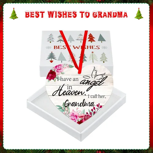 Vista 8 de SICOHOME Adorno conmemorativo para abuela, recuerdo con texto en inglés "I Have an Angel in Heaven", regalos de condolencias por la pérdida
