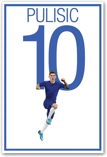 Vista 2 de Graphics 17 Pulisic - Póster de fútbol Chelsea - Arte de fútbol - Impresión de fútbol sin marco - Decoración de fútbol - Póster de fútbol USMNT