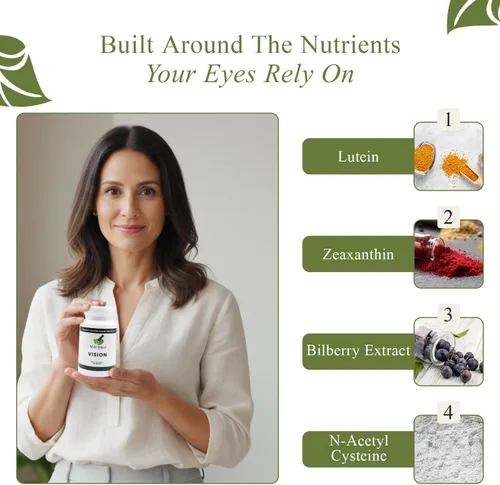 Vista 4 de Vision - Formulado por expertos, mezcla natural y robusta para el bienestar de los ojos, con luteína, zeaxantina, astaxantina, zinc, tiamina