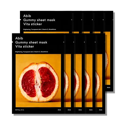 Vista 13 de Abib Máscara de hoja de gomita, 10 hojas (elasticidad), mascarilla coreana para piel sensible, alivio calmante y enrojecimiento, tratamiento diario