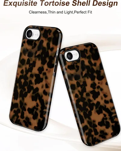 Vista 2 de Jusy Compatible con MagSafe Brown Tortoise Shell Print Phone Case para iPhone 7/8/SE, funda protectora magnética de lujo de TPU suave