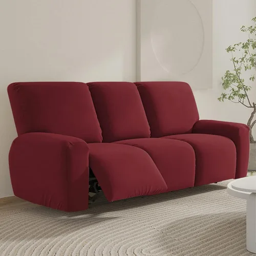 Vista 34 de vctops Fundas para sofá reclinable de 3 cuerpos, elásticas, de punto, suaves, lisas, antideslizantes, para sofá, protector de muebles con parte Café