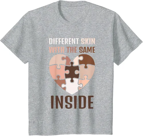 Vista 40 de Camiseta con texto en inglés "Black History Month Different Skin With The Same Love Inside