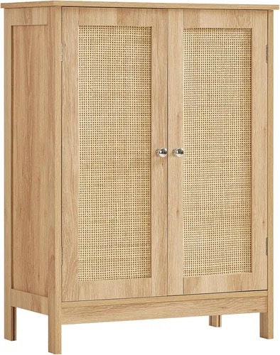 Vista 13 de Iwell Armario de baño, armario de almacenamiento de baño con 2 puertas y 3 estantes, 3 alturas disponibles, para sala de estar, entrada, cocina