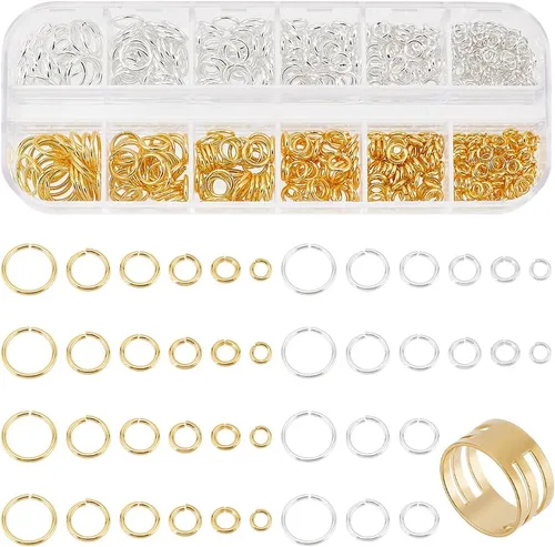 Vista 8 de PandaHall Elite, 1 caja, anillos de acero inoxidable de 4 mm - 10 mm de diámetro, calibre 18