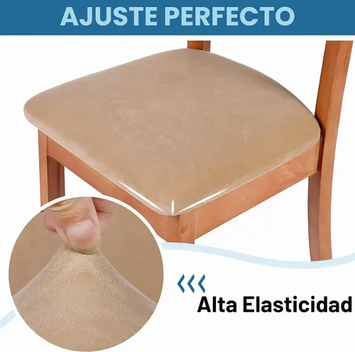 Vista 4 de Smiry - Fundas de asiento de terciopelo para silla de comedor, juego de 2, ajuste elástico, extraíbles y lavables, fundas protectoras de cojín