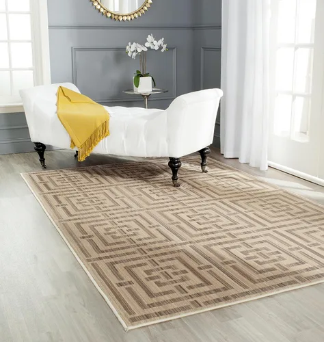Vista 3 de SAFAVIEH Infinity Collection INF586M - Alfombra decorativa, 4 x 6 pies, color amarillo y gris topo, no desprende pelusa y de fácil cuidado, ideal