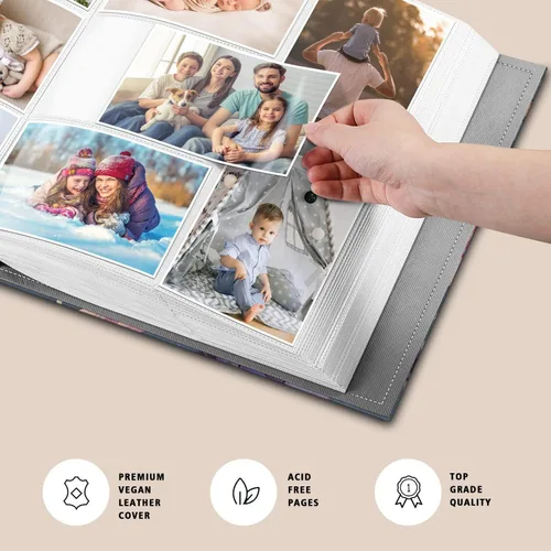 Vista 2 de Fintie - Álbum de fotos de 4x6 pulgadas, 600 bolsillos, álbum de gran capacidad con cubierta de libro para fotos familiares, bodas, aniversarios