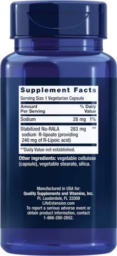 Vista 2 de Life Extension Ácido súper R-lipoico – Envejecimiento saludable, defensa del estrés oxidativo – con 240 mg de forma R activa de ácido R-lipoico