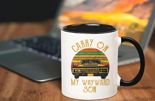 Vista 4 de Fonhark - Taza de café Supernatural Carry On My Wayward Son, taza de café de 11 onzas