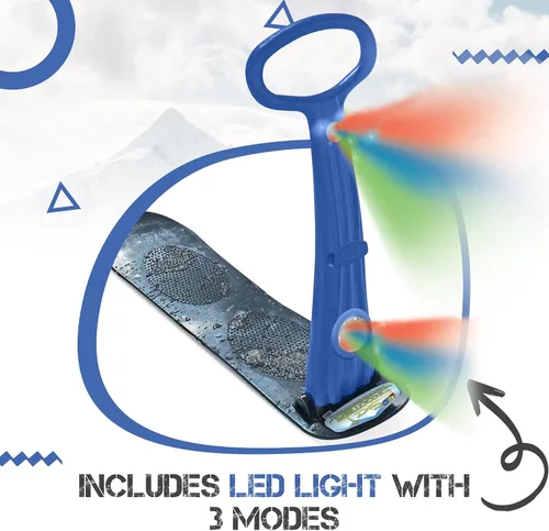 Vista 4 de Geospace Winter Fun - Patinete de nieve plegable, patinaje de esquí, trineo de nieve, snowboard para niños con 2 luces LED, tabla de arena portátil