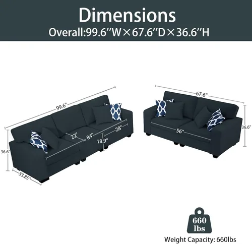 Vista 2 de Legend Vansen Sofá modular de gran tamaño, sofá reversible en forma de U con otomana, asiento profundo de felpa de poliéster seccional para sala
