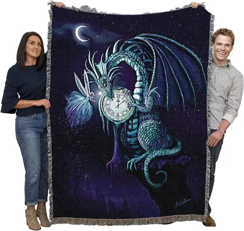 Vista 16 de Pure Country Weavers Rose Khan - Manta con diseño de dragón del tiempo de amatista tejida de algodón, hecha en los Estados Unidos (72 x 54 pulgadas)