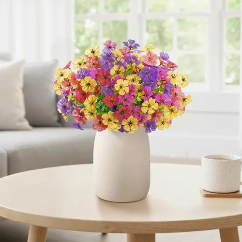 Vista 8 de Lifewit Flores artificiales para exteriores, 24 paquetes de flores falsas de plástico para decoración del jardín del hogar, plantas sintéticas