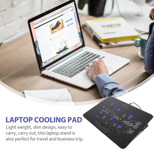 Vista 7 de Homsfou Almohadilla de enfriamiento para laptop de 15.6", soporte de ventilador de enfriamiento portátil para portátiles de 15.6", diseño
