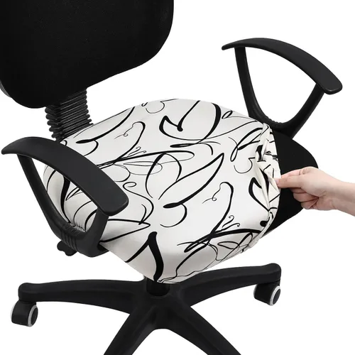 Vista 44 de Smiry Fundas de asiento impresas para silla de computadora de oficina, ajuste elástico, universal para silla giratoria de escritorio, lavables, Beige