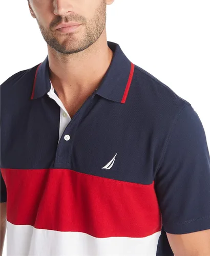 Vista 4 de Nautica Polo de manga corta 100 algodón con bloques de color piqué para hombre