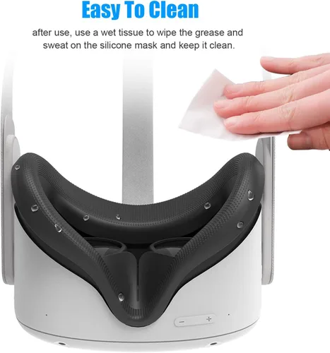 Vista 5 de AMVR - Funda facial para Quest 2, máscara facial de silicona a prueba de sudor y cojín facial para auriculares Quest 2 VR, lavable, ligera