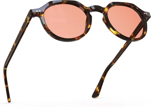 Vista 7 de Goiteia Rose Migraine Glasses for Fluorescent, Rounded Square Acetate Frame Tortoise Frame