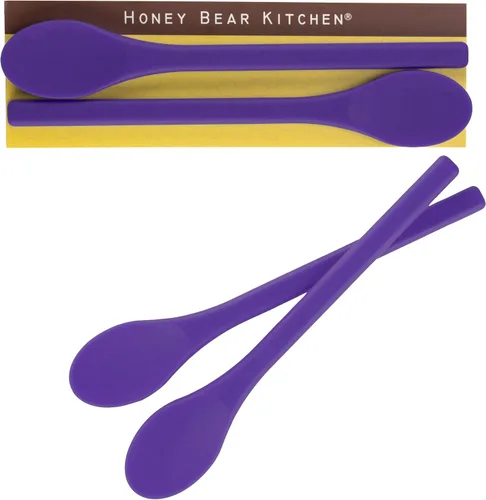 Vista 8 de Honey Bear Kitchen Cuchara agitadora de silicona (juego de 2, negro oso negro) para café y té