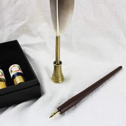 Vista 8 de GIFTS - Juego de bolígrafos de caligrafía, kit de 12 piezas, 5 puntas y 5 tintas, bolígrafo de escritura, juego de bolígrafos Anitque Dip