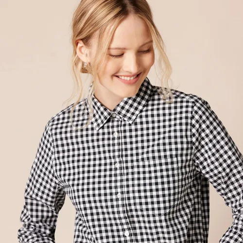 Vista 4 de Tienda Essentials Camisa de popelina con botones y manga larga para mujer