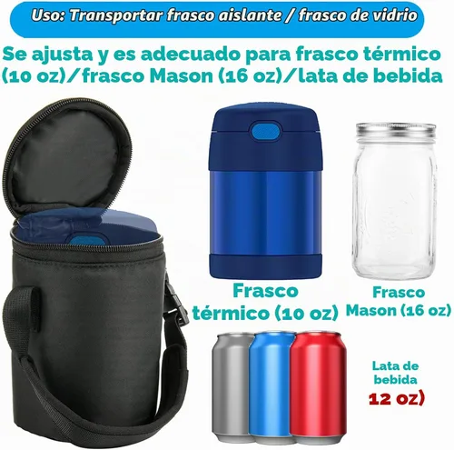 Vista 3 de Cosmos Mini bolsa de transporte para tarros de comida, mini bolsa de almuerzo compatible con termo de 10 onzas, se adapta también a tarros Mason Jar