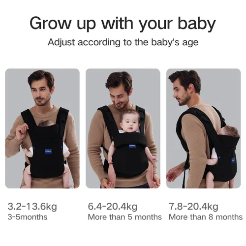 Vista 6 de YEMKEZO Portabebés para recién nacido a niño pequeño, Portabebés para recién nacido con soporte para la cabeza, Portabebés acogedor para papás