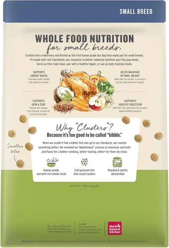 Vista 3 de The Honest Kitchen Whole Food Clusters - Alimento seco para perros de raza pequeña con pollo y grano integral, bolsa de 4 libras